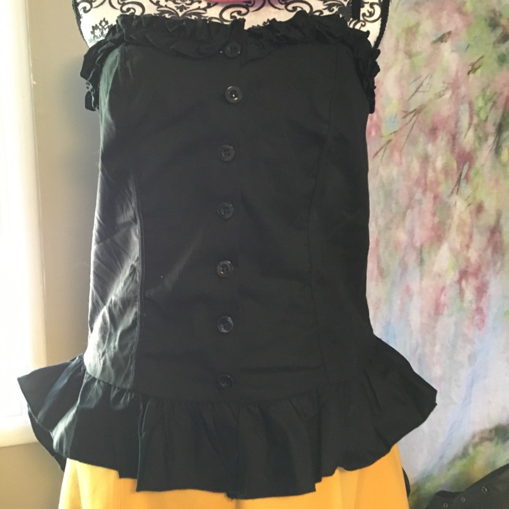 Black strapless corset style blouse